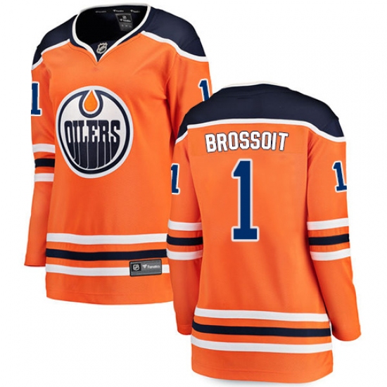 Women's Edmonton Oilers #1 Laurent Brossoit Fanatics Branded Orange Home Breakaway NHL Jersey - Ujersey