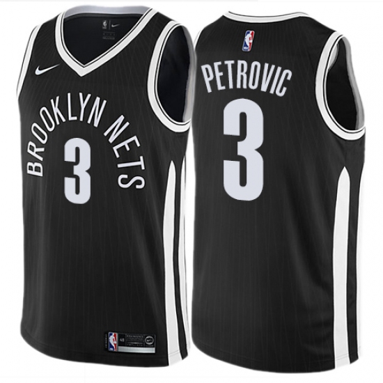 Youth Nike Brooklyn Nets #3 Drazen Petrovic Swingman Black NBA Jersey - City Edition - Ujersey