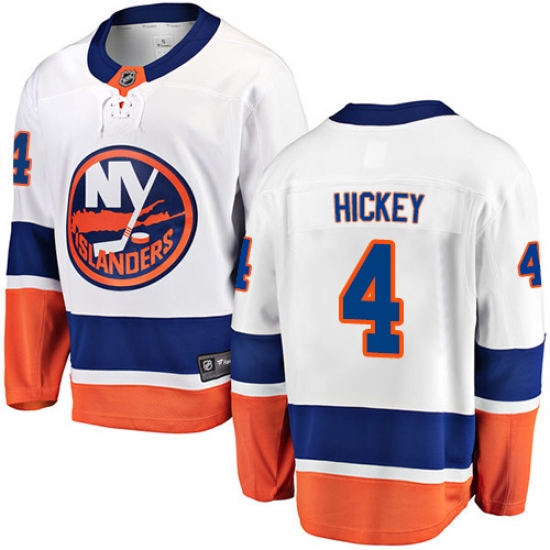 Men's New York Islanders #4 Thomas Hickey Fanatics Branded White Away Breakaway NHL Jersey - Ujersey