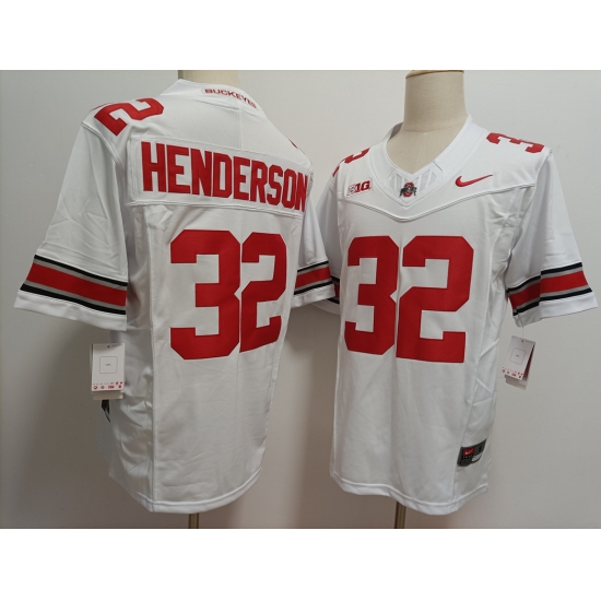 Men's Ohio State Buckeyes #32 TreVeyon Henderson White FUSE College Football Jersey - Ujersey