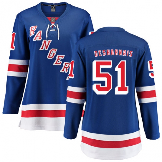 Women's New York Rangers #51 David Desharnais Fanatics Branded Royal Blue Home Breakaway NHL Jersey - Ujersey