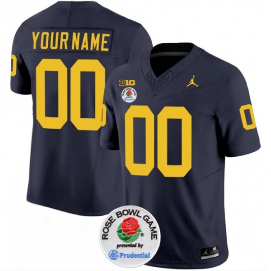 Men's Michigan Wolverines ACTIVE PLAYER Custom 2023 F.U.S.E. Navy Blue Rose Bowl Stitched Jersey - Ujersey