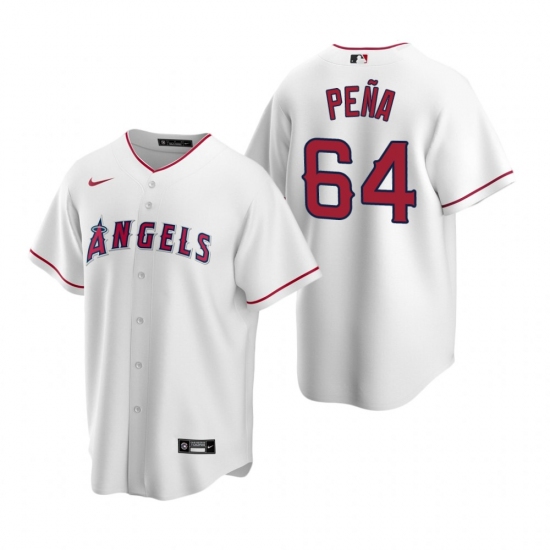 Men's Nike Los Angeles Angels #64 Felix Pena White Home Stitched Baseball Jersey - Ujersey