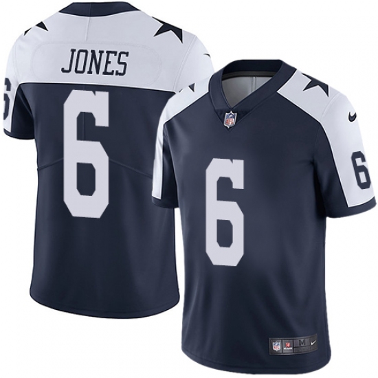 Men's Nike Dallas Cowboys #6 Chris Jones Navy Blue Throwback Alternate Vapor Untouchable Limited Player NFL Jersey - Ujersey
