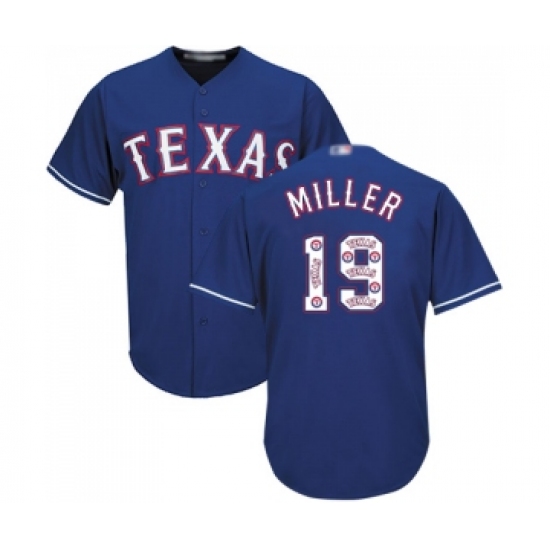 Men's Texas Rangers #19 Shelby Miller Authentic Royal Blue Team Logo Fashion Cool Base Baseball Jersey - Ujersey