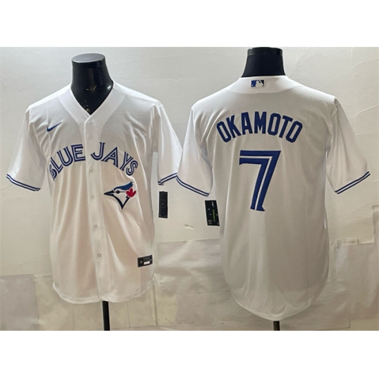 Men's Toronto Blue Jays #7 Kazuma Okamoto White 2025 Cool Base Stitched Baseball Jersey