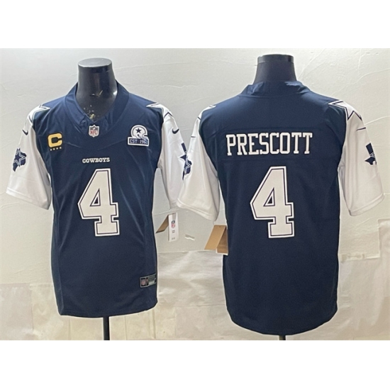 Men's Dallas Cowboys #4 Dak Prescott Navy F.U.S.E. With Established In 1960 And 4-Star C Vapor Limited Stitched Football Jersey - Ujersey