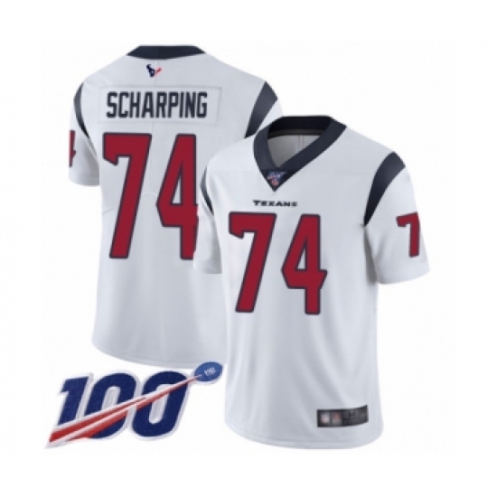 Men's Houston Texans #74 Max Scharping White Vapor Untouchable Limited Player 100th Season Football Jersey - Ujersey