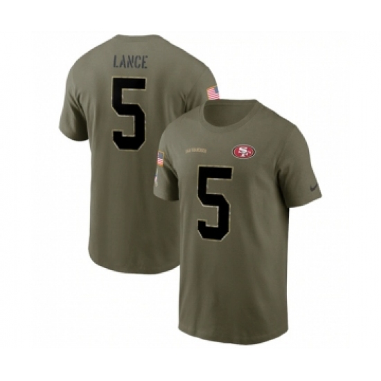 Men's San Francisco 49ers #5 Trey Lance 2022 Olive Salute to Service T-Shirt - Ujersey