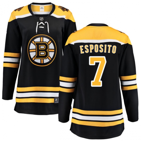 Women's Boston Bruins #7 Phil Esposito Authentic Black Home Fanatics Branded Breakaway NHL Jersey - Ujersey