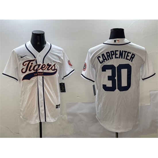 Men's Detroit Tigers #30 Kerry Carpenter White With Cool Base Stitched Baseball Jersey