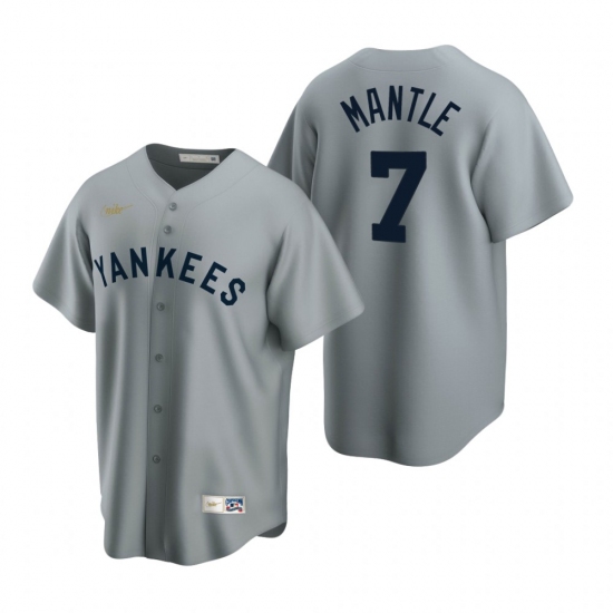Men's Nike New York Yankees #7 Mickey Mantle Gray Cooperstown Collection Road Stitched Baseball Jersey - Ujersey