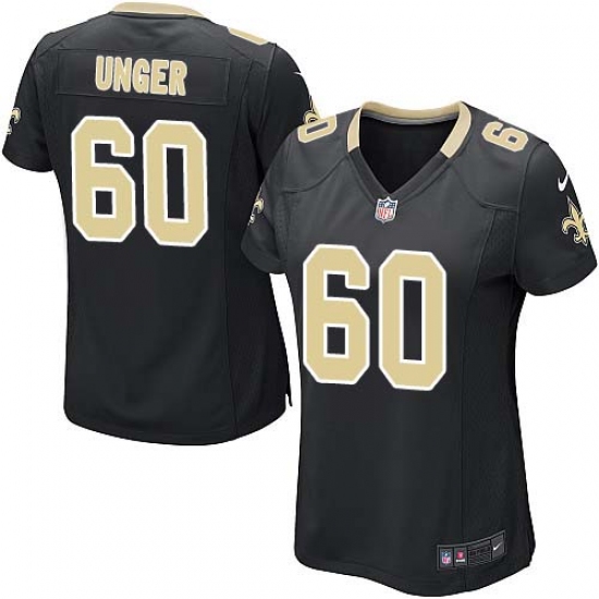 Women's Nike New Orleans Saints #60 Max Unger Game Black Team Color NFL Jersey - Ujersey