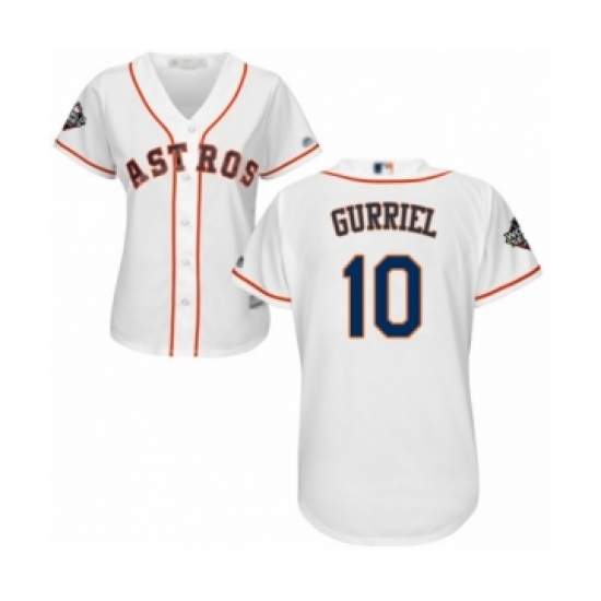 Women's Houston Astros #10 Yuli Gurriel Authentic White Home Cool Base 2019 World Series Bound Baseball Jersey - Ujersey
