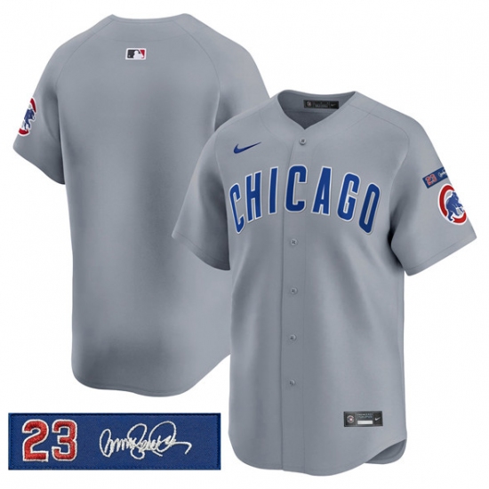 Men's Chicago Cubs Blank Gray 'Ryne Sandberg Tribute' Vapor Limited V3 Stitched Baseball Jersey - Ujersey