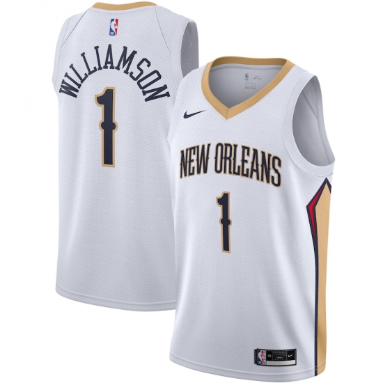 Men's New Orleans Pelicans #1 Zion Williamson Nike White 2020-21 Swingman Jersey - Ujersey