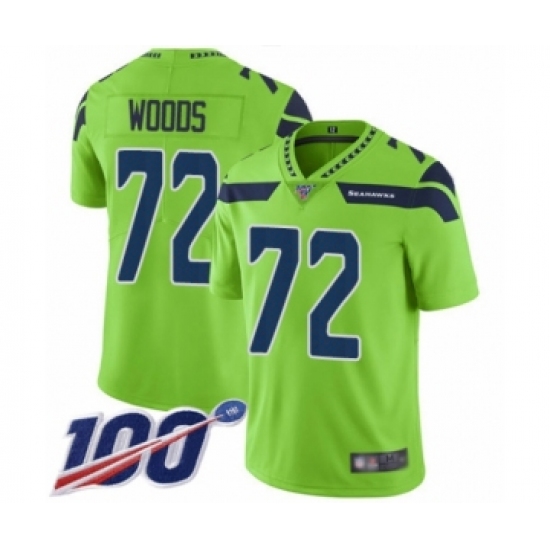 Youth Seattle Seahawks #72 Al Woods Limited Green Rush Vapor Untouchable 100th Season Football Jersey - Ujersey
