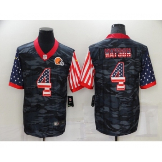 Men's Cleveland Browns #4 Deshaun Watson Camo USA Flag Limited Stitched Jersey - Ujersey