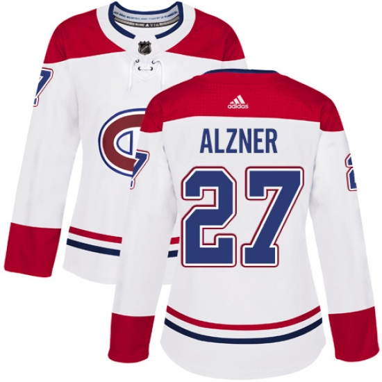 Women's Adidas Montreal Canadiens #27 Karl Alzner Authentic White Away NHL Jersey - Ujersey
