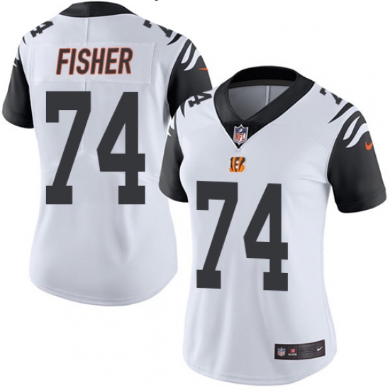 Women's Nike Cincinnati Bengals #74 Jake Fisher Limited White Rush Vapor Untouchable NFL Jersey - Ujersey