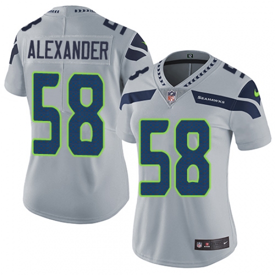 Women's Nike Seattle Seahawks #58 D.J. Alexander Grey Alternate Vapor Untouchable Elite Player NFL Jersey - Ujersey