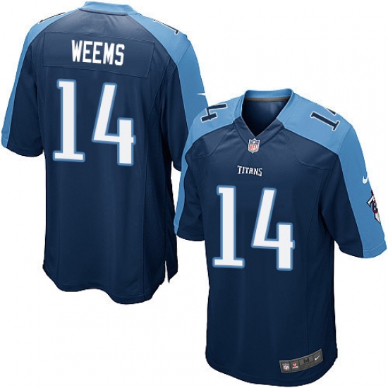 Men's Nike Tennessee Titans #14 Eric Weems Game Navy Blue Alternate NFL Jersey - Ujersey