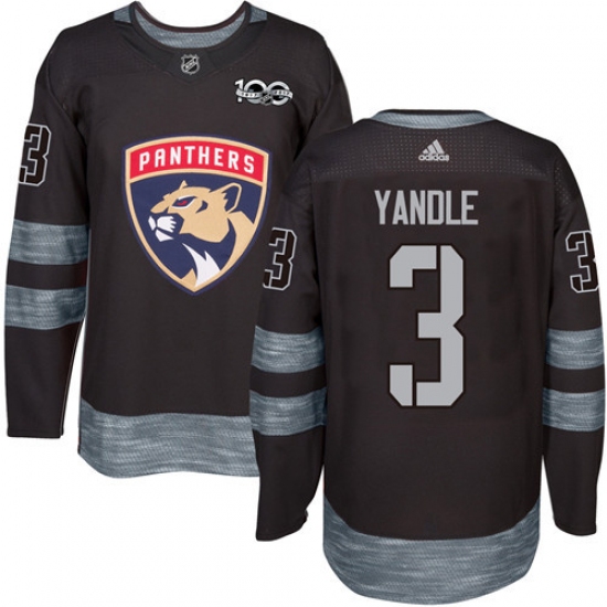 Men's Adidas Florida Panthers #3 Keith Yandle Authentic Black 1917-2017 100th Anniversary NHL Jersey - Ujersey