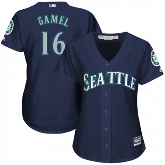 Women's Majestic Seattle Mariners #16 Ben Gamel Replica Navy Blue Alternate 2 Cool Base MLB Jersey
