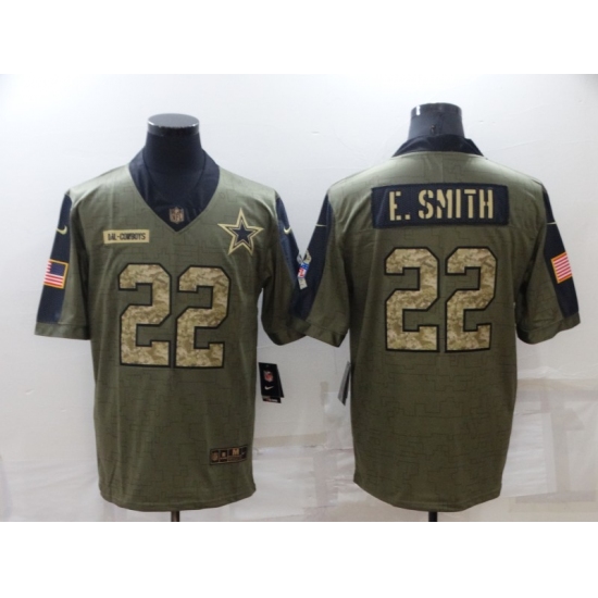 Men's Dallas Cowboys #22 Emmitt Smith Nike Camo 2021 Salute To Service Limited Player Jersey - Ujersey
