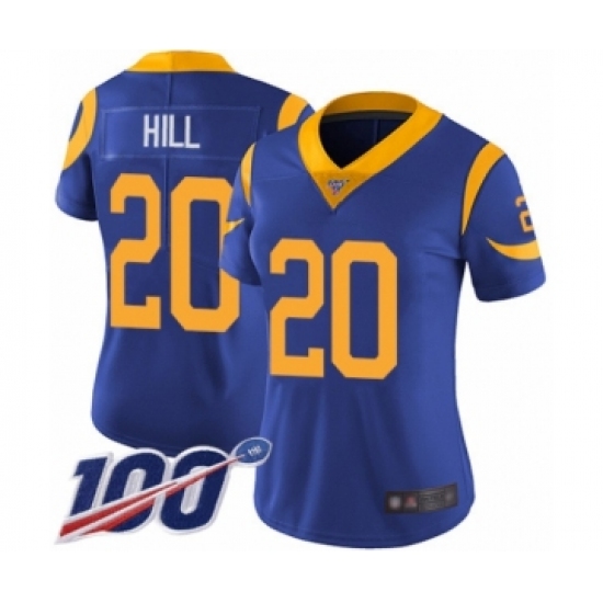 Women's Los Angeles Rams #20 Troy Hill Royal Blue Alternate Vapor Untouchable Limited Player 100th Season Football Jersey - Ujersey
