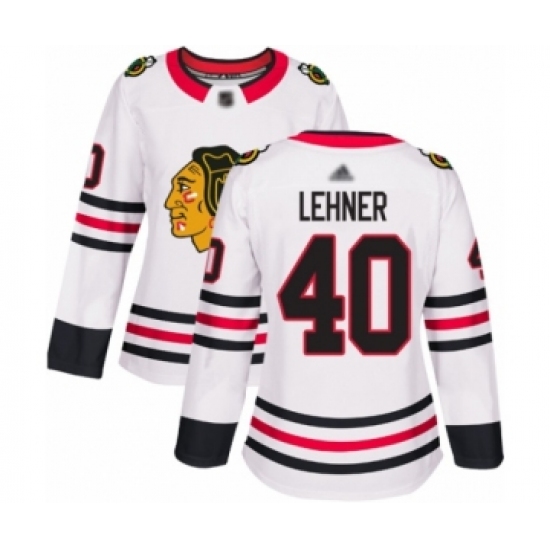 Women's Chicago Blackhawks #40 Robin Lehner Authentic White Away Hockey Jersey - Ujersey