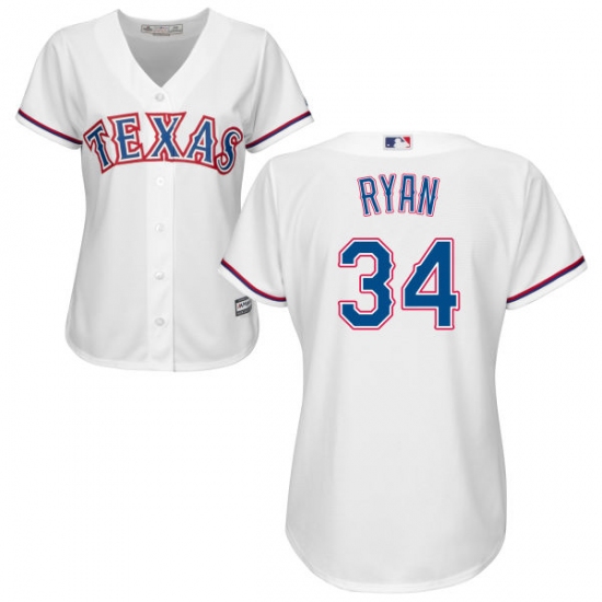 Women's Majestic Texas Rangers #34 Nolan Ryan Authentic White Home Cool Base MLB Jersey - Ujersey