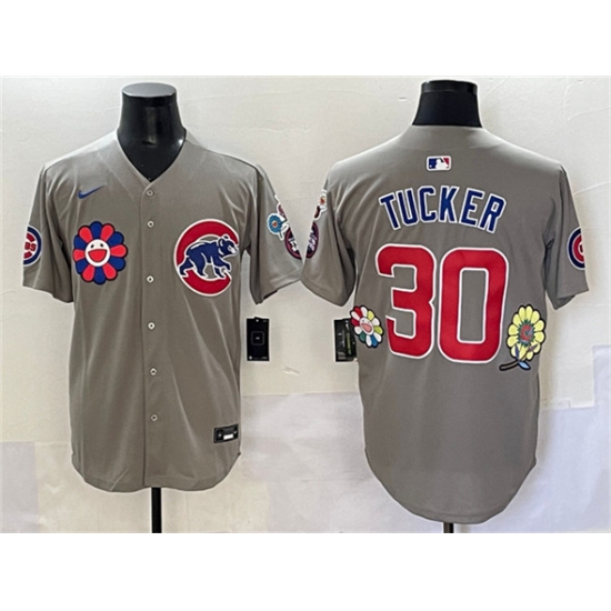 Men's Chicago Cubs #30 Kyle Tucker Gray 2025 Tokyo Series Limited Stitched Baseball Jersey - Ujersey