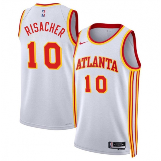 Men's Atlanta Hawks #10 Zaccharie Risacher White 2024 Draft Association Edition Stitched Jersey - Ujersey