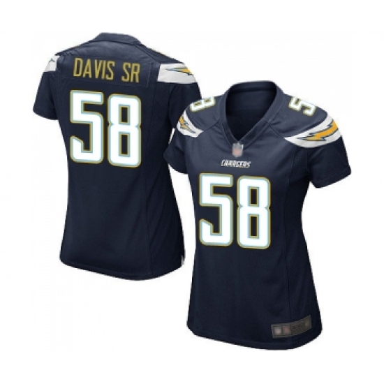 Women's Los Angeles Chargers #58 Thomas Davis Sr Game Navy Blue Team Color Football Jersey