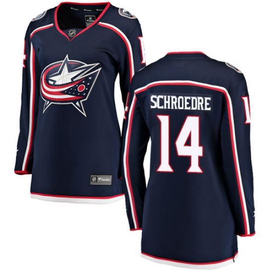 Women's Columbus Blue Jackets #14 Jordan Schroeder Fanatics Branded Navy Blue Home Breakaway NHL Jersey