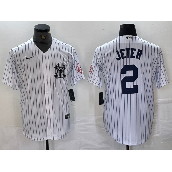 Men's New York Yankees #2 Derek Jeter Name White With 2024 Cool Base Stitched Jersey