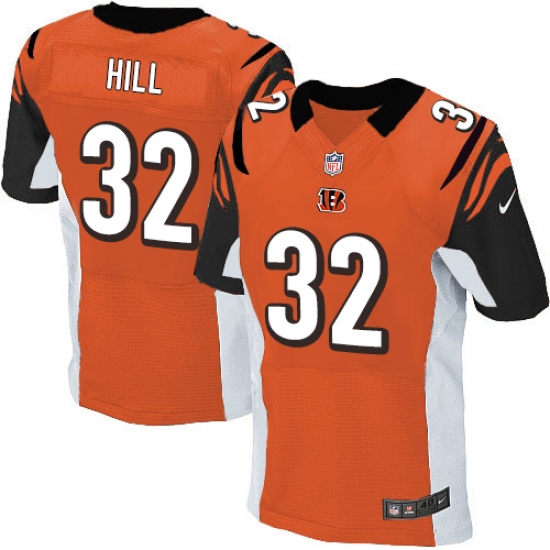 Men's Nike Cincinnati Bengals #32 Jeremy Hill Elite Orange Alternate NFL Jersey - Ujersey