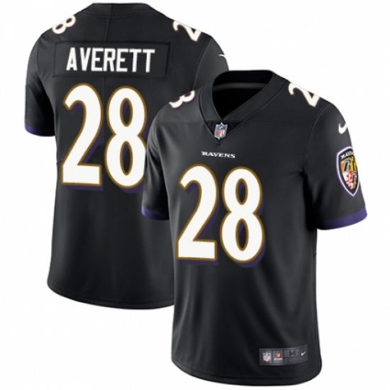 Youth Nike Baltimore Ravens #28 Anthony Averett Black Alternate Vapor Untouchable Elite Player NFL Jersey - Ujersey