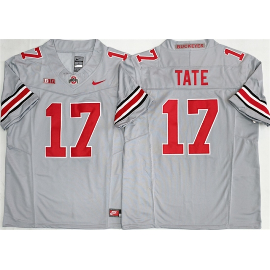Men's Ohio State Buckeyes #17 Carnell Tate Gray 2025 F.U.S.E. Limited Stitched Jersey - Ujersey