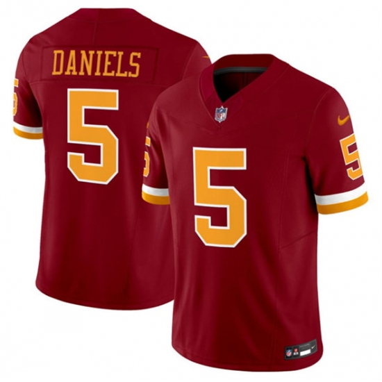 Men's Washington Commanders #5 Jayden Daniels Burgundy 2025 F.U.S.E. Throwback Limited Football Stitched Jersey - Ujersey