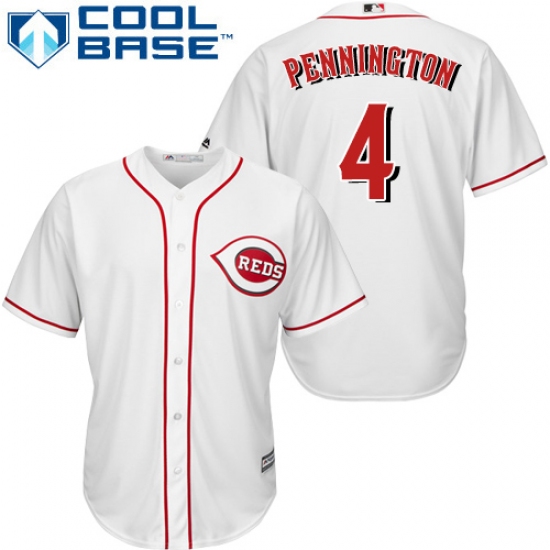 Men's Majestic Cincinnati Reds #4 Cliff Pennington Replica White Home Cool Base MLB Jersey