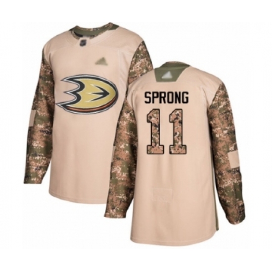 Men's Anaheim Ducks #11 Daniel Sprong Authentic Camo Veterans Day Practice Hockey Jersey - Ujersey