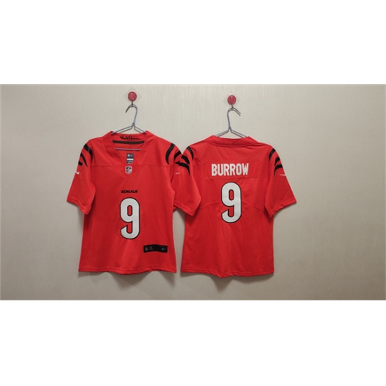 Women's Cincinnati Bengals #9 Joe Burrow Orange Vapor Football Stitched Jersey(Run Small)