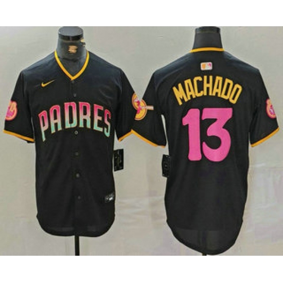 Men's San Diego Padres #13 Manny Machado Black 20th Anniversary Cool Base Stitched Jersey - Ujersey