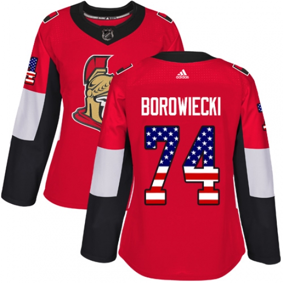 Women's Adidas Ottawa Senators #74 Mark Borowiecki Authentic Red USA Flag Fashion NHL Jersey - Ujersey