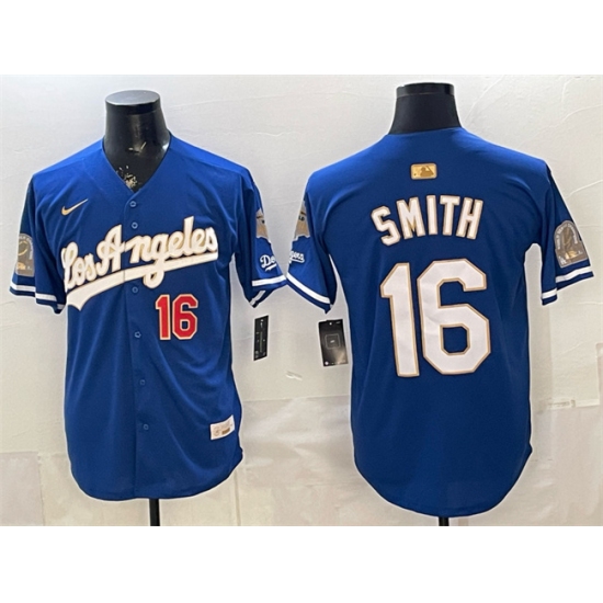 Men's Los Angeles Dodgers #16 Will Smith Royal 2026 Gold Collection 9x & B2B Champs Stitched Baseball Jersey - Ujersey