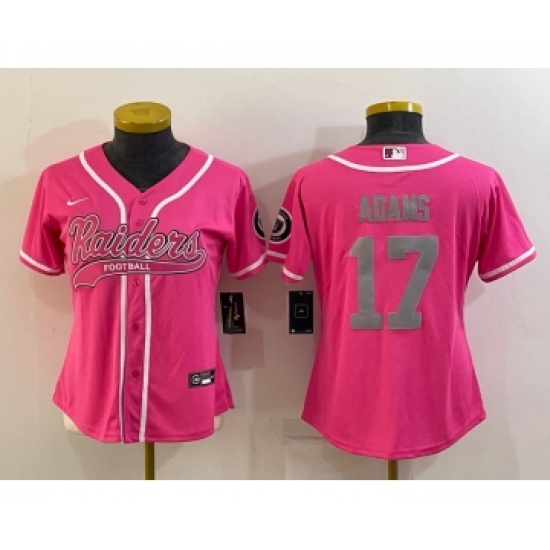 Women's Las Vegas Raiders #17 Davante Adams Pink With Patch Cool Base Stitched Baseball Jersey - Ujersey