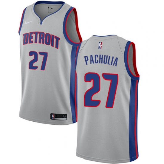 Youth Nike Detroit Pistons #27 Zaza Pachulia Swingman Silver NBA Jersey Statement Edition - Ujersey