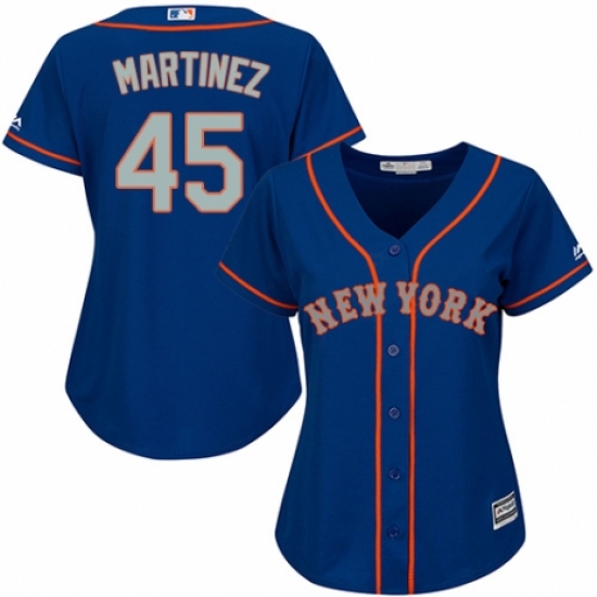 Women's Majestic New York Mets #45 Pedro Martinez Authentic Royal Blue Alternate Road Cool Base MLB Jersey - Ujersey
